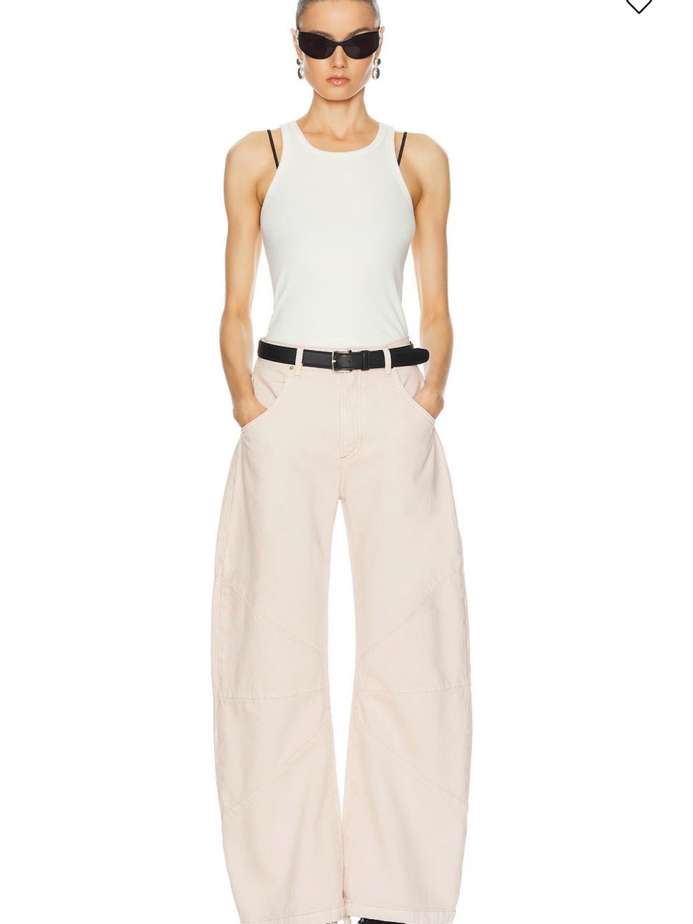 Barrel Leg Cotton Pants in Atlas White